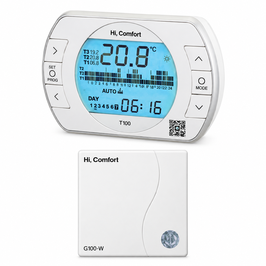 Riello Hi, Comfort T100 Wi-Fi Romtermostat med Wi-Fi-modul 