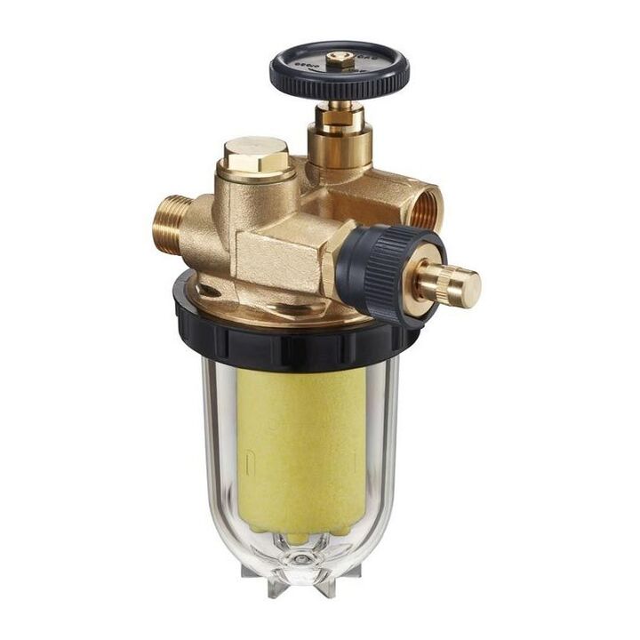 Oljefilter G 3/8" med stengeventil for 1-rørs fyringsanlegg m/retur 