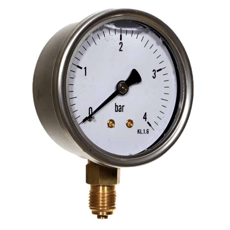 Manometer 1/4" 0-16bar Ø63mm - væskefylt 