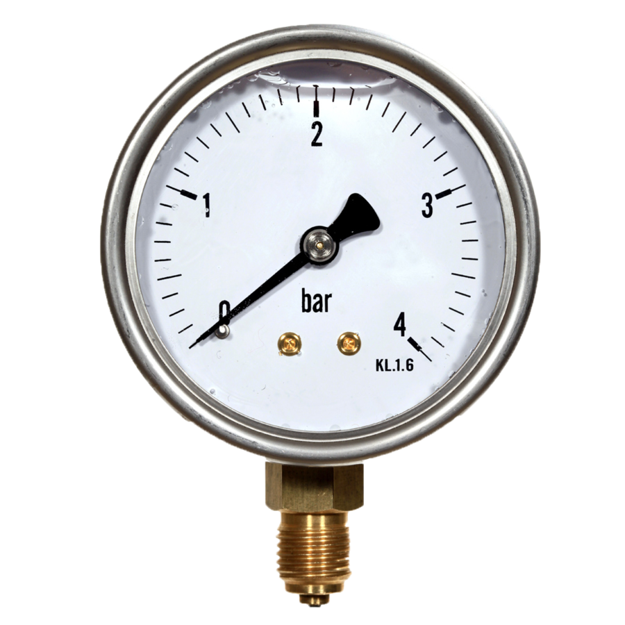 Manometer 1/4" 0-16bar Ø63mm - væskefylt 