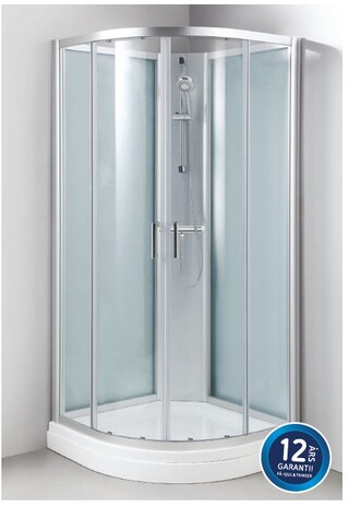 Quick Lux Dusjkabinett 90x90x212cm - Rund - b&#248;rstet klar