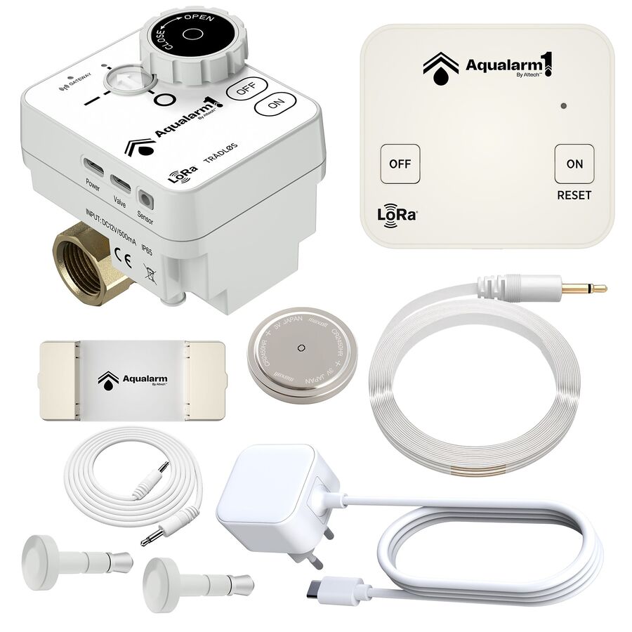 Altech Aqualarm1 1/2" ventil, trådløs Trådløs lekkasjestopperpakke 