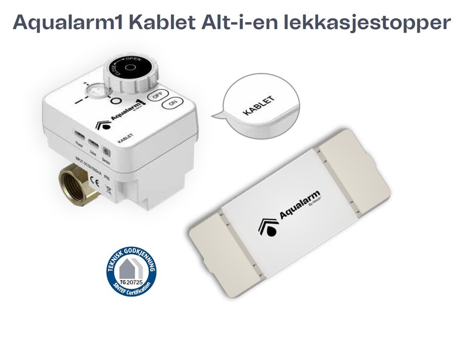 Altech Aqualarm1 3/4" ventil, kablet Kablet lekkasjestopperpakke 