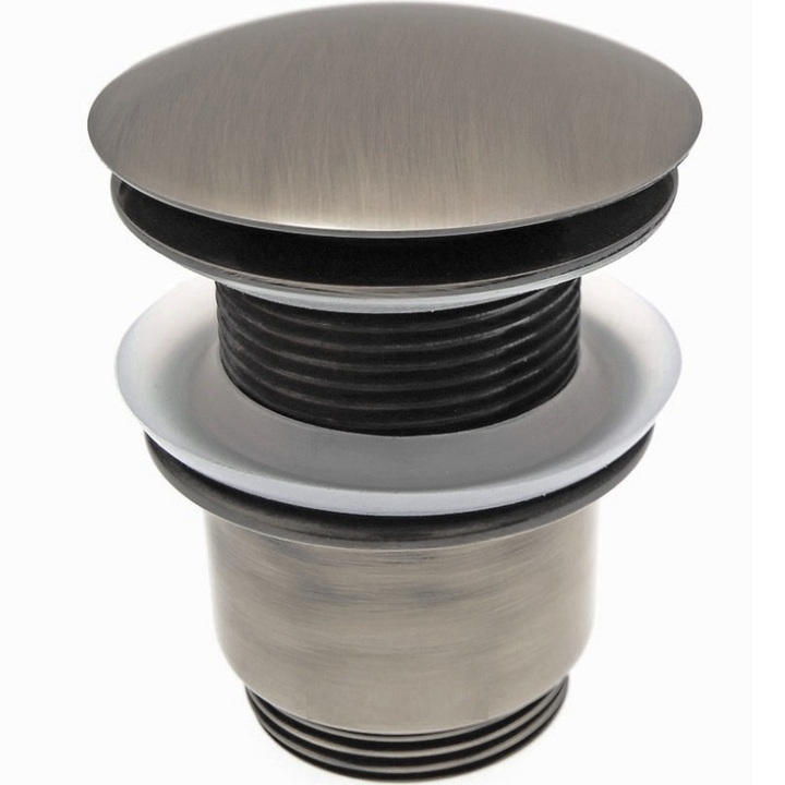 Klikkventil - BØRSTET NIKKEL Kort m/overløp 