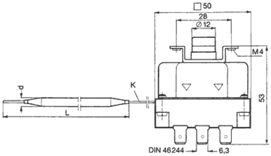 Relek overhetningstermostat 3-polet 65-6°C EGO kapillarrør - 55.32511.080 