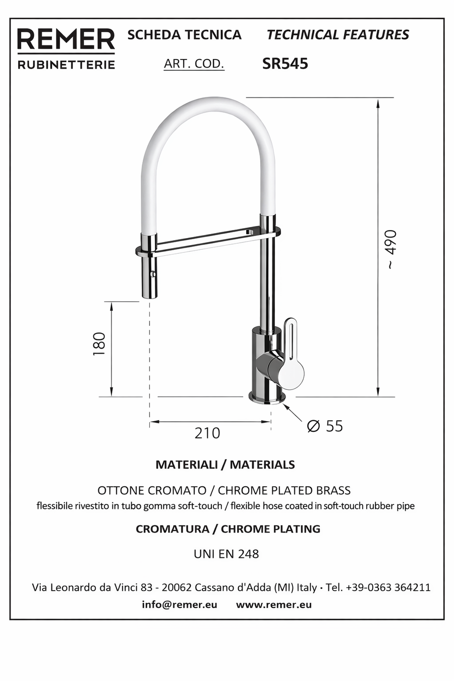 Remer SR545 armatur (hvit) 