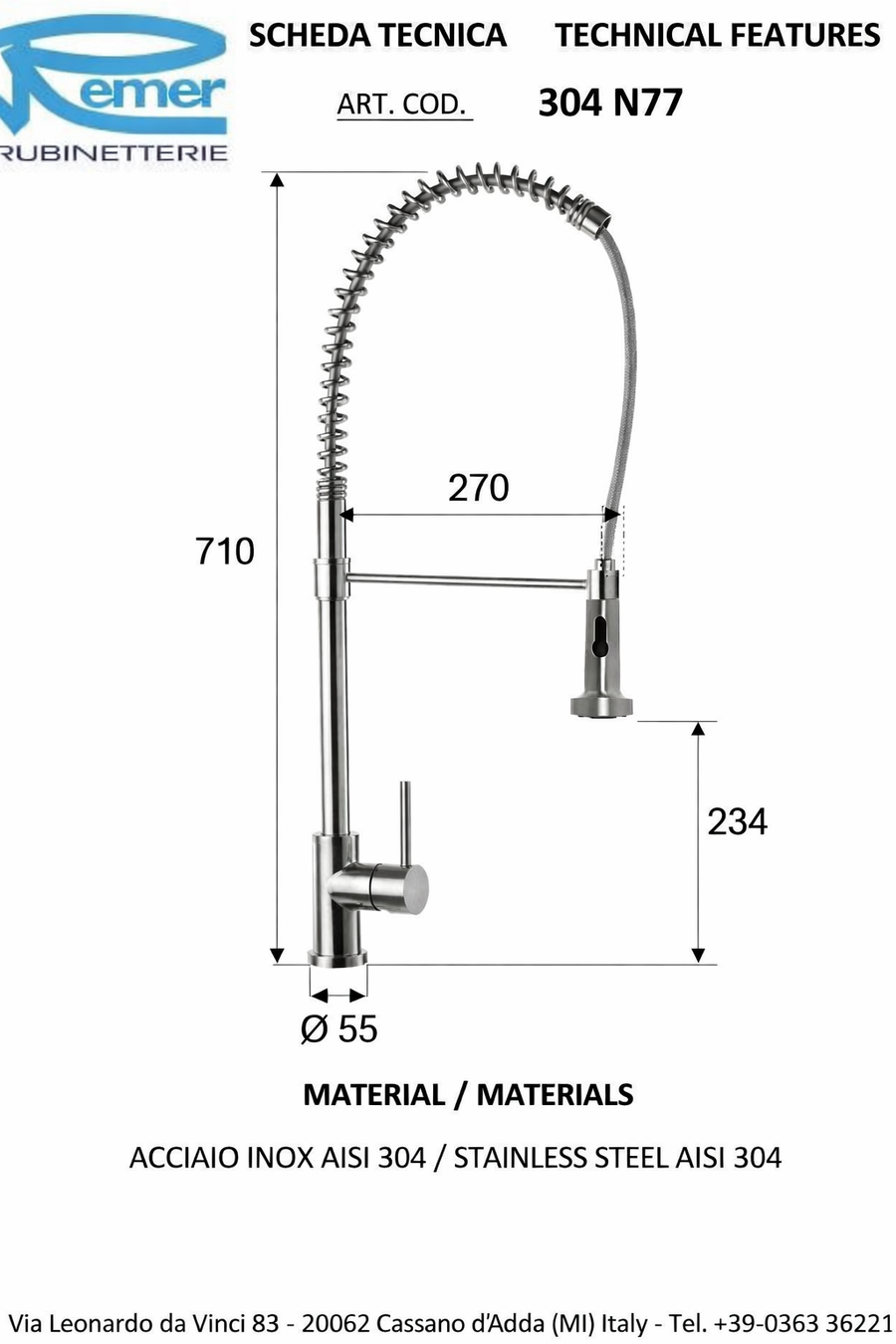 Remer Inox N77 armatur - rustfri Blandebatteri for kjøkken 