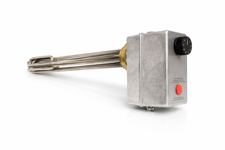 El-kolbe 9kW med 30-90°C 2-trinns termostat R50 2" 