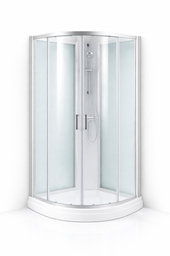 Quick Lux Dusjkabinett 90x90x212cm - Rund - børstet klar