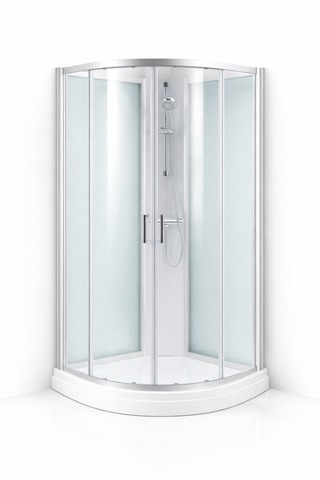 Quick Lux Dusjkabinett 90x90x212cm - Rund - børstet klar