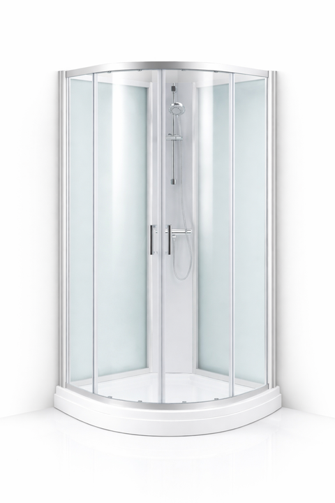 Quick Lux Dusjkabinett 90x90x212cm - Rund - børstet klar