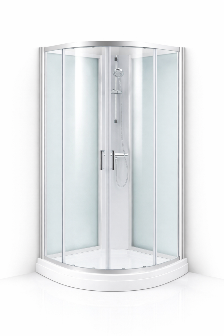 Quick Lux Dusjkabinett 90x90x212cm - Rund - børstet klar 