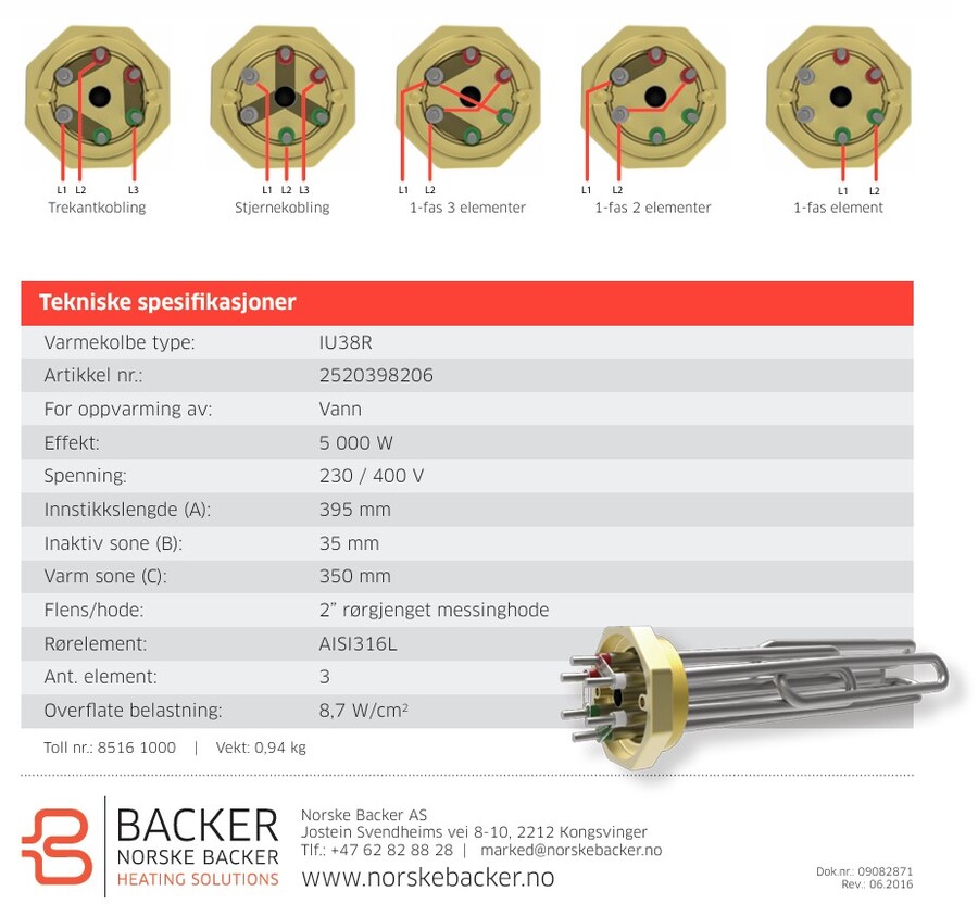 Høiax 2" elkolbe 5kW 230/400V 3-fas 