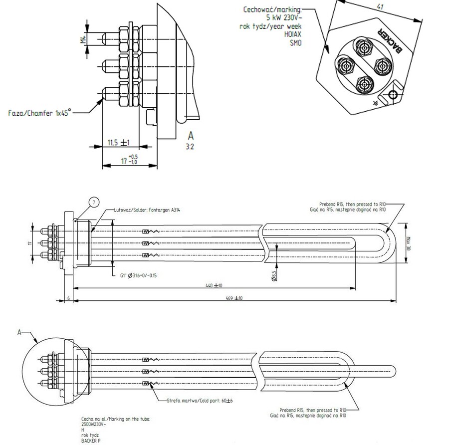 Høiax 1'' elkolbe 5kW 230V 1-fas 