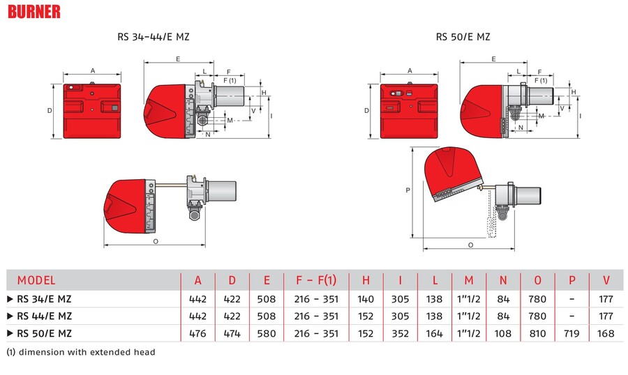 Riello RS 34/E MZ - gassbrenner Elektronisk moduledende 70/125-390kW 