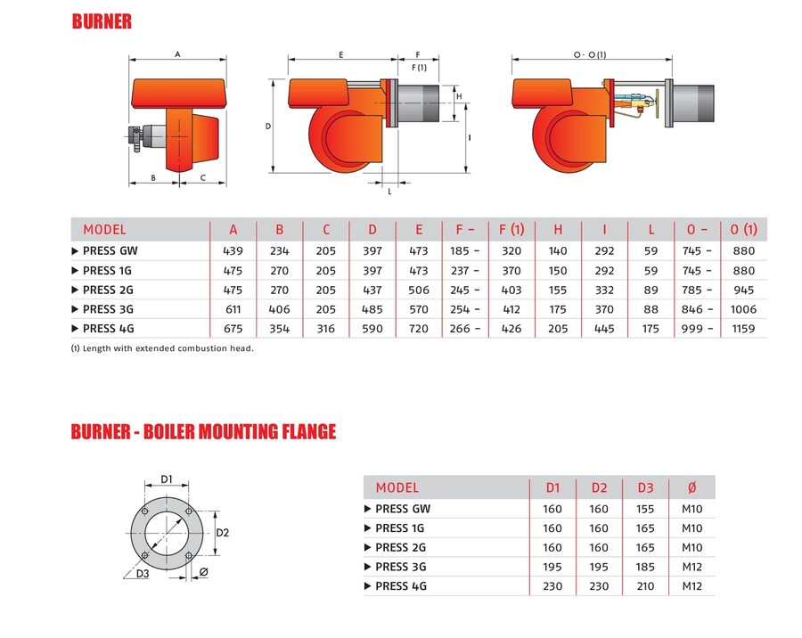 Riello PRESS 1G - oljebrenner To-trinns 130/190-534 kW 