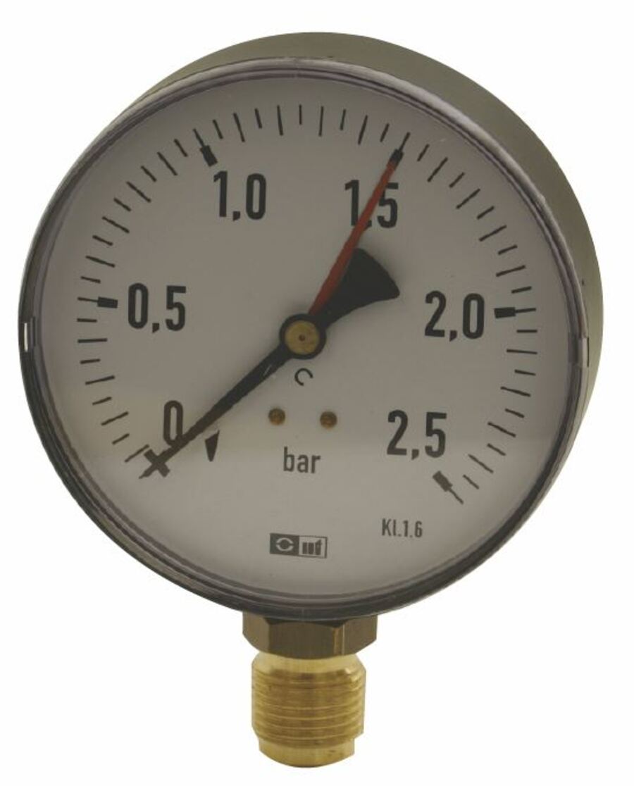 Manometer 1/2" 0-2,5/25m VS Ø100mm 25m vannsøyle 