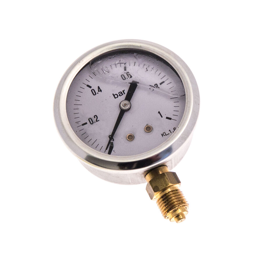 Manometer 1/4" 0-1bar Ø63mm - væskefylt 