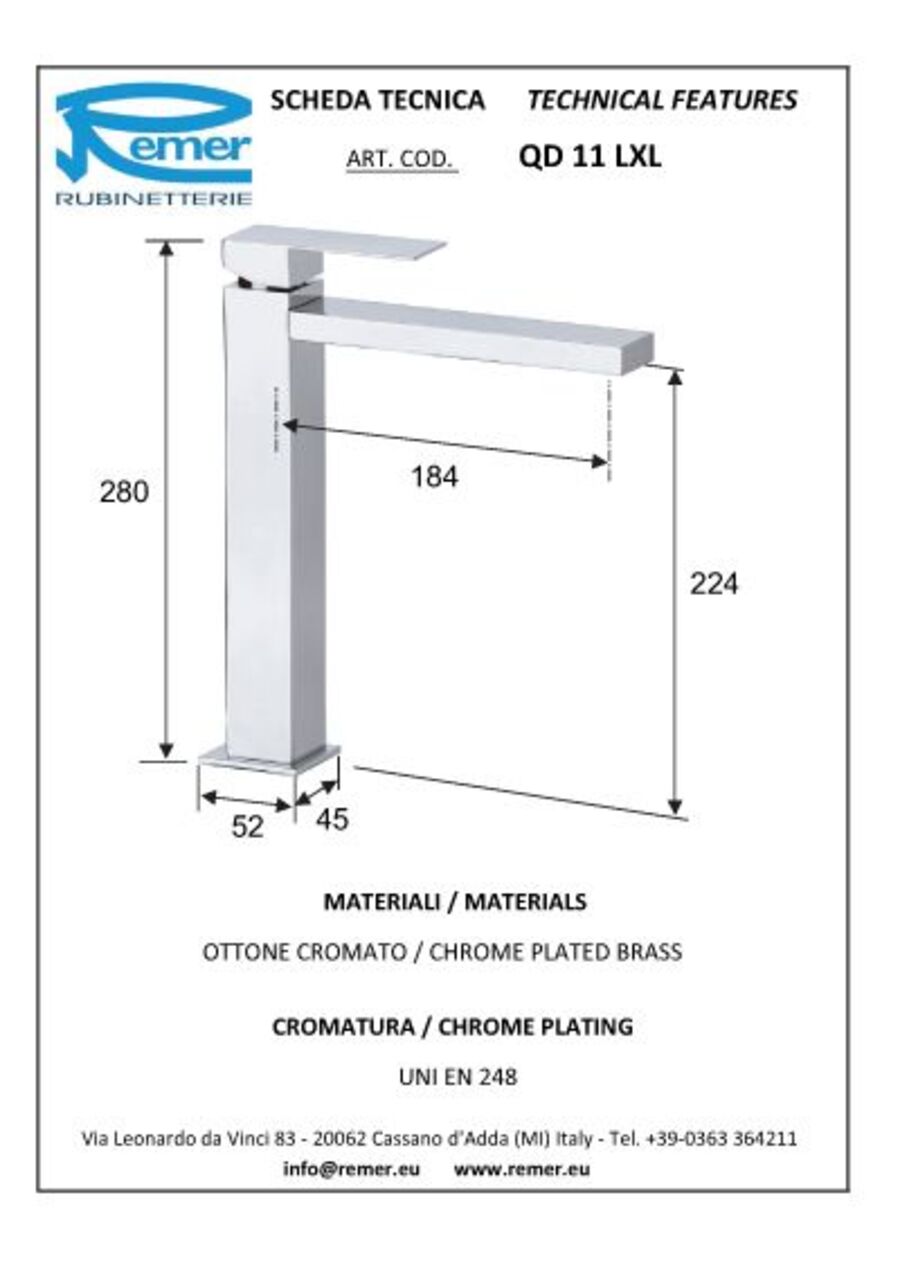 Remer Q Design 11 LXL armatur SORT MATT 