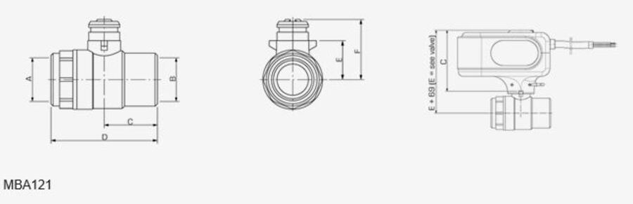 ESBE MBA121 kuleventil med motor (3/4") 