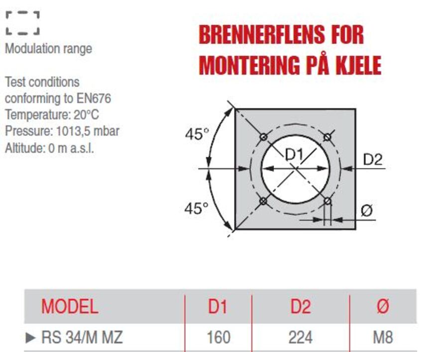 Riello RS 34 MZ - gassbrenner To-trinns  70/125-390kW 