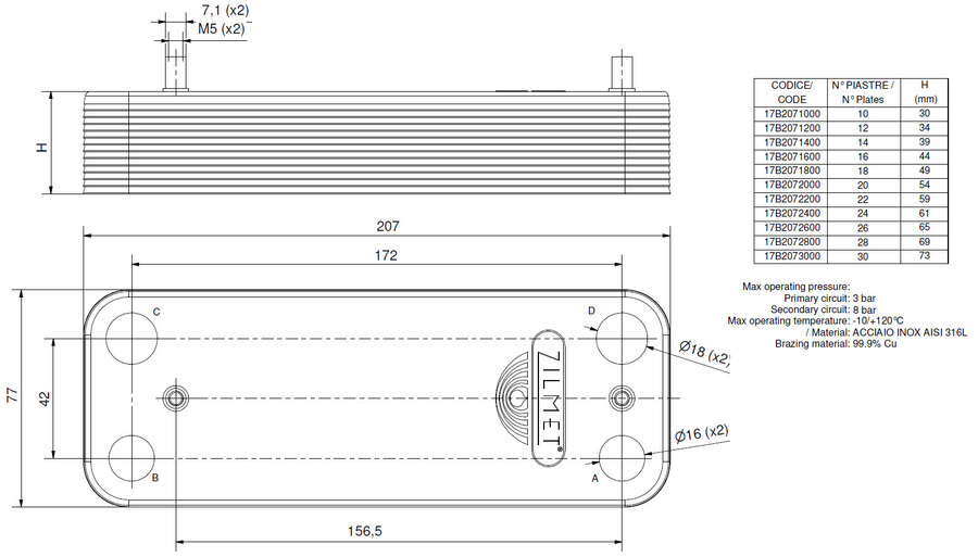 Zilmet ZB-207 20 plater (loddet) 