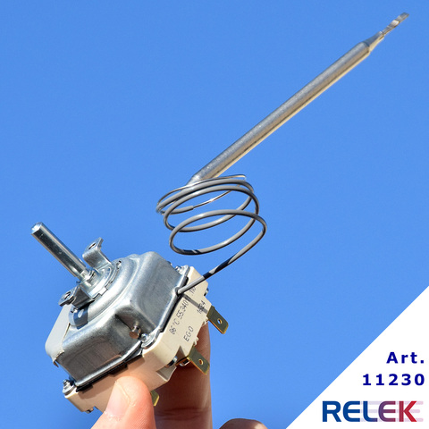 Relek termostat (2-trinns 30-90&#176;C) kort F&#248;lerlengde:130mm Bredde: 6mm