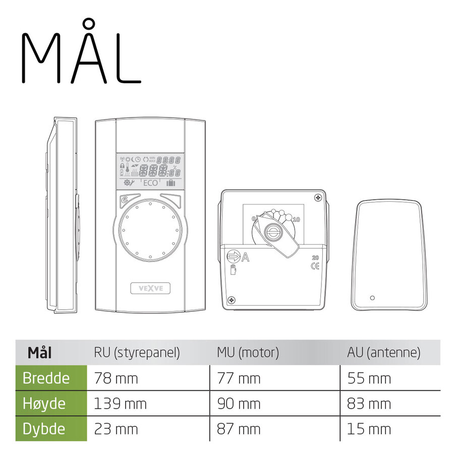 Vexve AM20-W trådløs innetemp.styrt reg. 