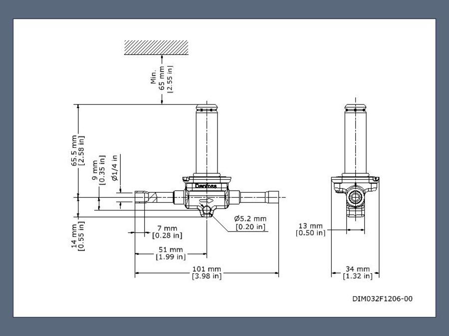 Danfoss magnetventil EVR3 LODDING, ODF, 1/4 in, Funksjon: NC 