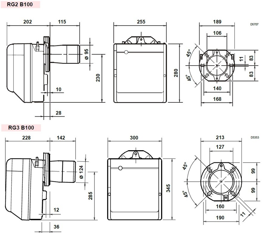 Riello Gulliver RG2 BIO (B100) Ett-trinns 47-119 kW 