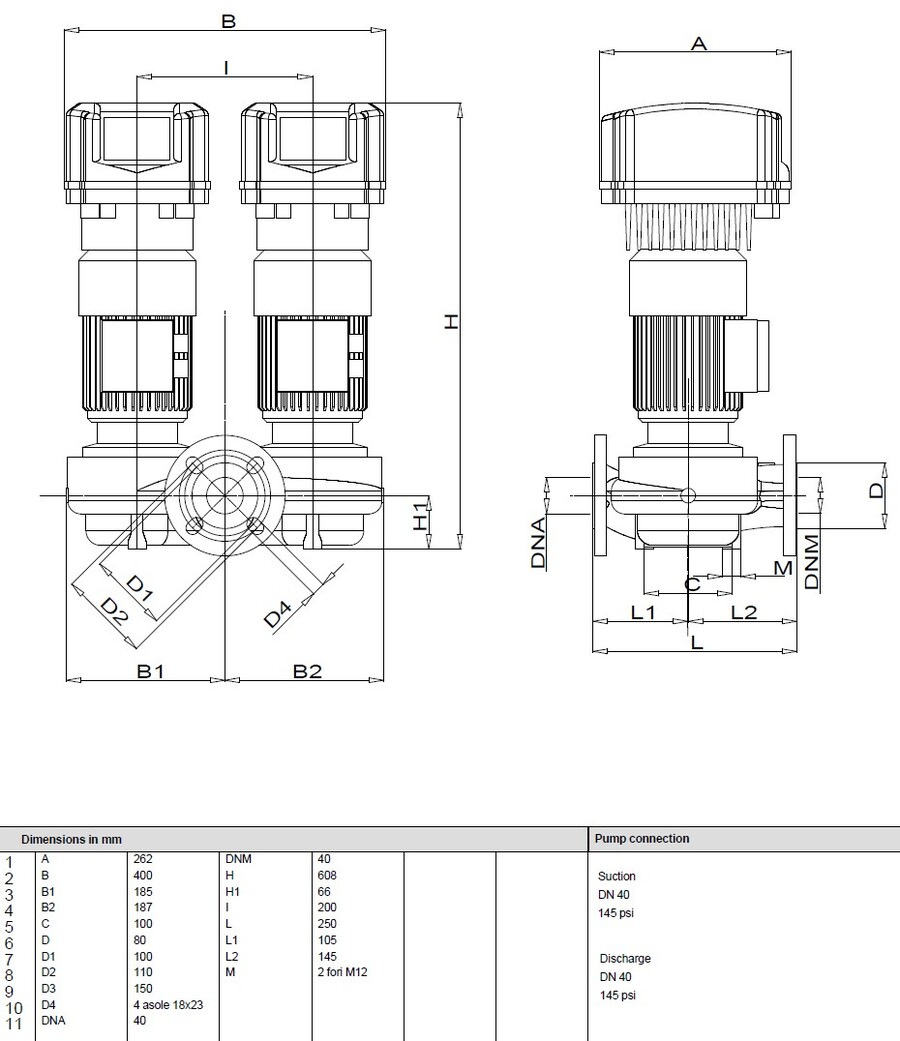 DAB DKLPE 40-1200/BQQE 1x230 50/60 IE2 Electronic in line pumps Klme-Dklme 