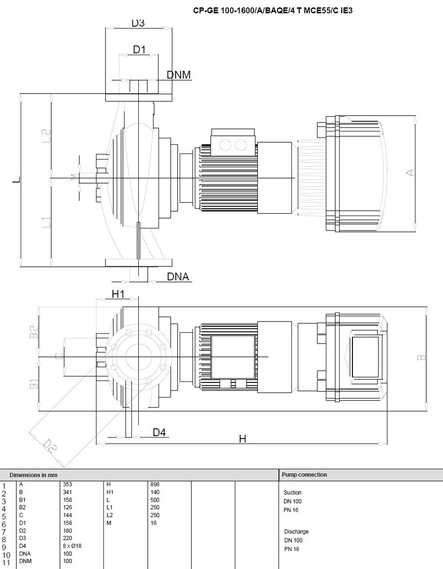 DAB CP-GE 100-1600/A/BAQE/4 T MCE55/C 400V 