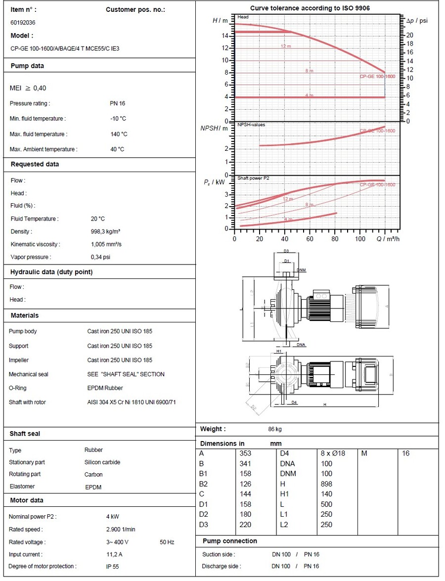 DAB CP-GE 100-1600/A/BAQE/4 T MCE55/C 400V 