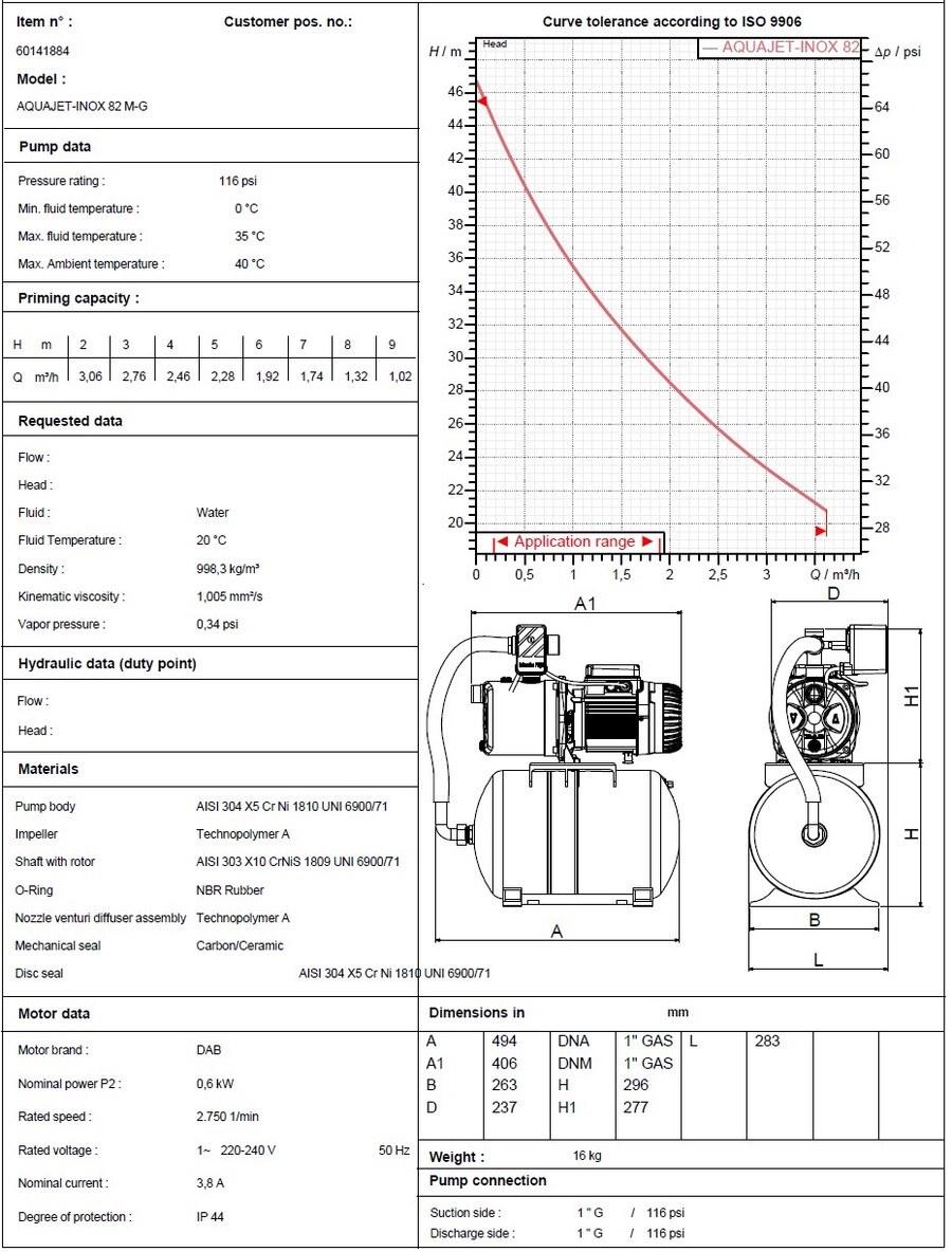 DAB AQUAJET-INOX 82 M - G IE2 hyttepumpe - rustfri 